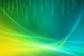 AI generated vibrant digital abstract blending smooth green blue and yellow gradients with glowing light waves and falling data Royalty Free Stock Photo