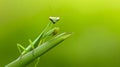 AI-generated Green Praying Mantis on Blade of Grass Royalty Free Stock Photo