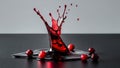 Vibrant Red Wine Splash with Berries on Dark Surface. Royalty Free Stock Photo