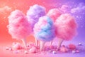 Pastel Cotton Candy Cones With Sparkling Party Decoration Background Royalty Free Stock Photo