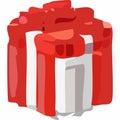 white gift box illustration with bold red ribbon and artistic shading Royalty Free Stock Photo