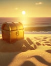 A treasure chest buried in the sand Royalty Free Stock Photo