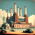 AI-Generated Vintage Power Station: Retro USSR Propaganda Poster Vibe