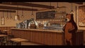 Coffee Shop Interior with Bear Latte Art, Made with Generative AI