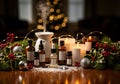 AI generated. Cozy Christmas Aromatherapy: Essential Oils, Diffuser, and Festive Decor Royalty Free Stock Photo