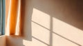 AI-generated Warm Sunlight Through Window Creates Geometric Shadows on Textured Wall Royalty Free Stock Photo
