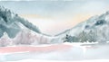 Abstract watercolor winter landscape