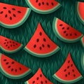 Watermelon seamless pattern for summer, AI generated Royalty Free Stock Photo