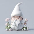Ai generated a whimsical gnome with a fluffy white beard and a matching hat