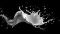 AI Generated White Liquid Splash on Black Background Royalty Free Stock Photo