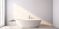 Ai, AI Generated White modern tub in minimalistic Bathroom interior. Porcelain classic Bathtub hotel room. Stylish