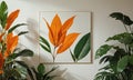 A picture of a plant is hanging on the wall. Royalty Free Stock Photo