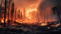 AI Generated Wildfire Havoc A Devastating and Terrifying Photo of the Charred Landscape and the Efforts to Control the Blaze