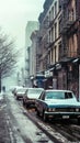 AI-Generated Winter Scene: Snowy NYC Street Royalty Free Stock Photo