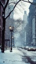 AI-Generated Winter Scene: Snowy NYC Street