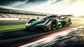 AI Generated Light Green and Black Racing Car on the Curve
