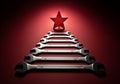 AI generated. Wrench Christmas Tree with Red Star on Red Background Royalty Free Stock Photo