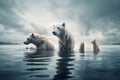 AI generatedimage of polar bears swimming in an arctic lake Royalty Free Stock Photo