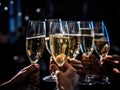 Ai generation. Celebration. People holding glasses of champagne making a toast Royalty Free Stock Photo