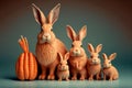 Ai generation of a family of rabbits posing for the camera