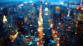 Abstract city lights with a bokeh effect at night. Royalty Free Stock Photo