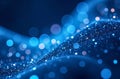 Abstract futuristic background, moving neon blue waves. AI Generative