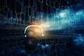 Ai Generative Abstract technology background with circuit and connection lines Royalty Free Stock Photo