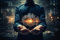 AI, Generative AI, Machine learning, Hand of robot touching on big data network system network, revolution of AI Royalty Free Stock Photo