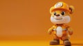 Animated bear in a miner's outfit and headlamp against an orange background.