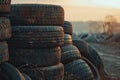 ai generative background of pile of used tires