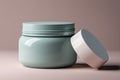 Ai Generative Blank cosmetic cream jar mockup on brown background. 3d rendering