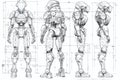 ai generative blueprint for armored humanoid robot components