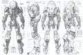 ai generative blueprint for armored humanoid robot components