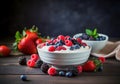 Ai generative. Bowl with healthy yogurt with fresh berries