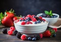 Ai generative. Bowl with healthy yogurt with fresh berries