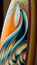 Ai generative close-up of a drawing on a surfboard