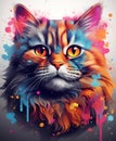 Ai generative concept illustration with fluffy cat face