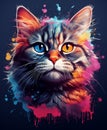 Ai generative concept illustration with fluffy cat face