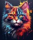 Ai generative concept illustration with fluffy cat face