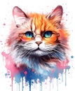 Ai generative concept illustration with fluffy cat face