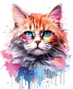 Ai generative concept illustration with fluffy cat face