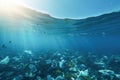 Ai generative. The concept of World Ocean Day. Waste In The Ocean. The concept of stopping pollution and waste in the oceans Royalty Free Stock Photo