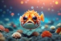 Ai generative content of cute funny colourful puffer fish