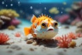 Ai generative content of cute funny colourful puffer fish