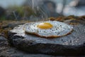 ai generative cooking eggs on a rock