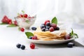 Ai generative. Crepes, thin pancakes with jam and fresh berries