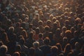 ai generative crowd of people facing the light Royalty Free Stock Photo