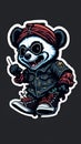 AI Generative, cute and adorable charming smiling pirate jumping Panda wearing a pair of small Chuck Taylor sneakers