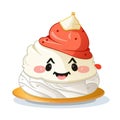 AI generative Cute kawaii meringue cake with strawberry