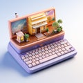 AI generative 3D minimal computer design style for decoration desk